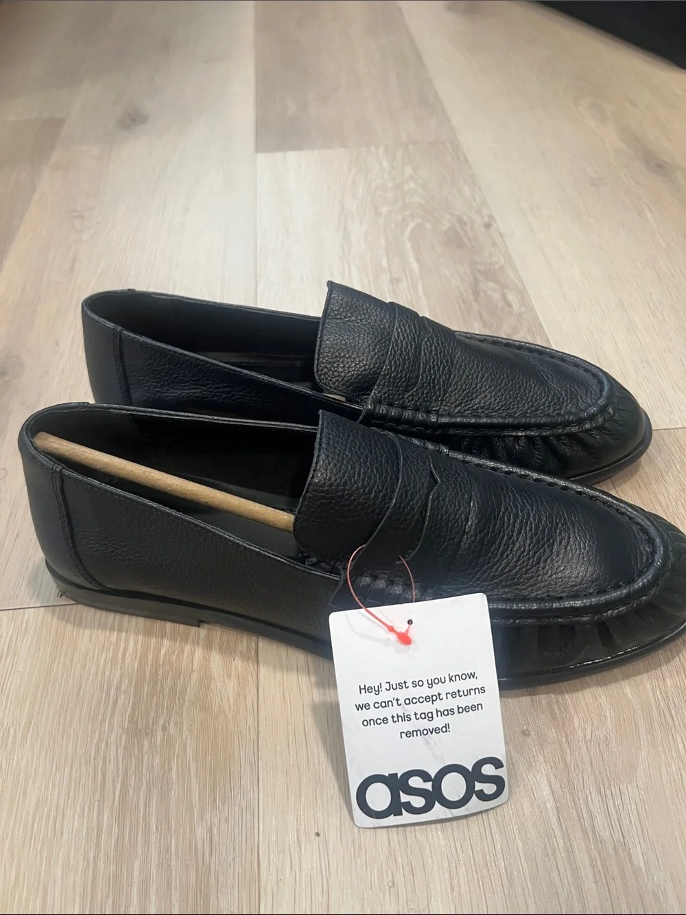 ASOS Black Pebble-Grain Leather Penny Loafers